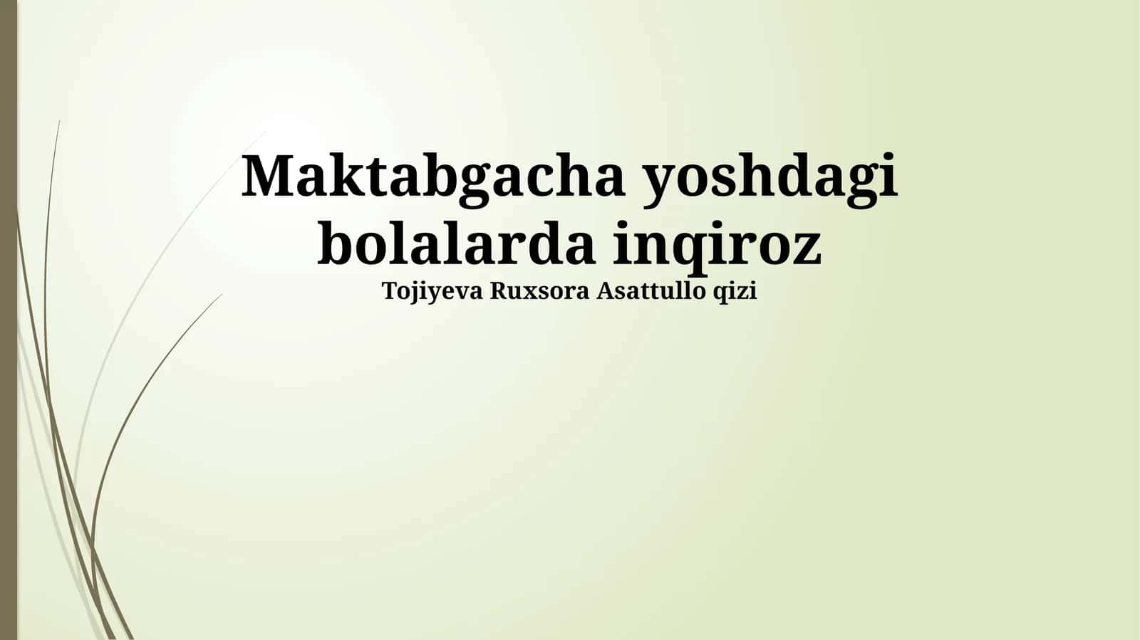Maktabgacha yoshdagi bolalarda inqiroz