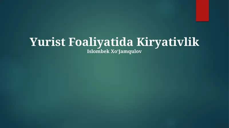 Yurist Foaliyatida Kiryativlik