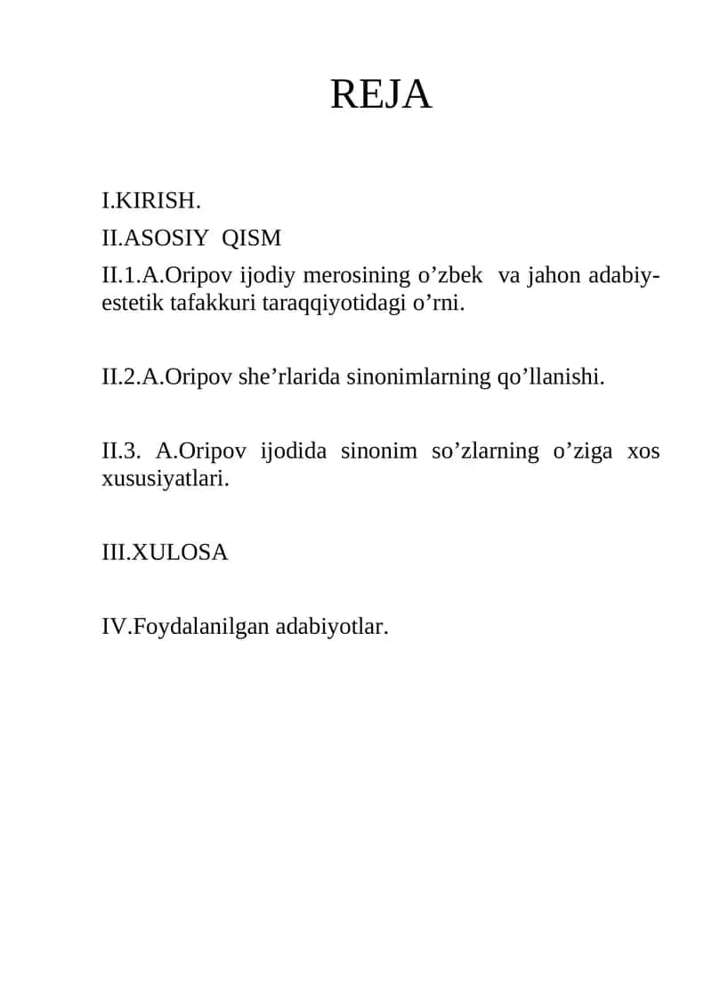 Abdulla Oripovning she`rlarida sinonimlar