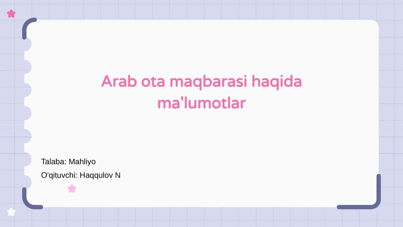 Arab ota maqbarasi haqida ma'lumotlar