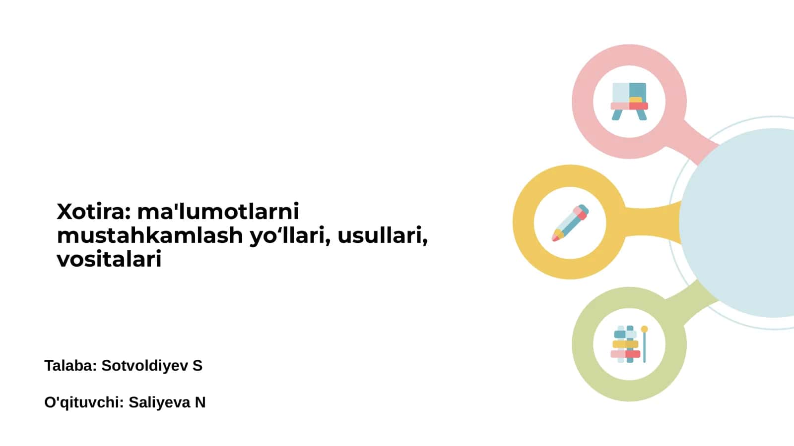 Xotira: ma'lumotlarni mustahkamlash yoʻllari, usullari, vositalari