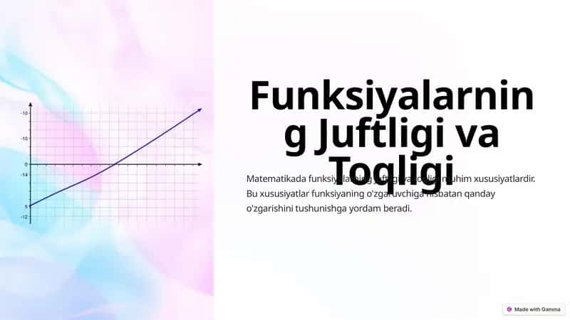Funksiyalarning Juftligi va Toqligi