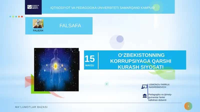 O‘ZBEKISTONNING KORRUPSIYAGA QARSHI KURASH SIYOSATI