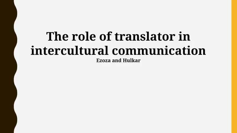 The role of translator in intercultural communication