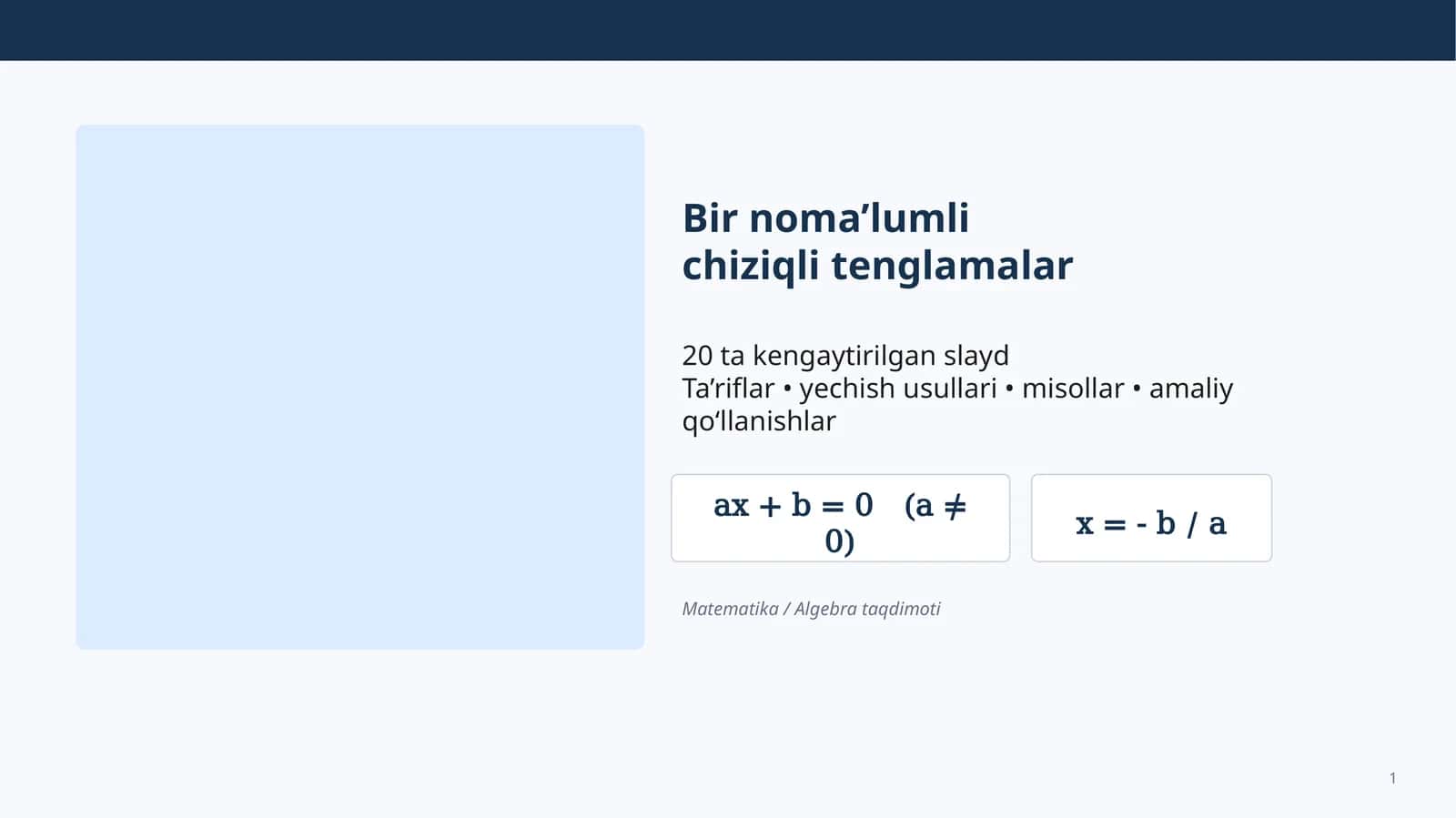 Bir noma’lumli chiziqli tenglamalar