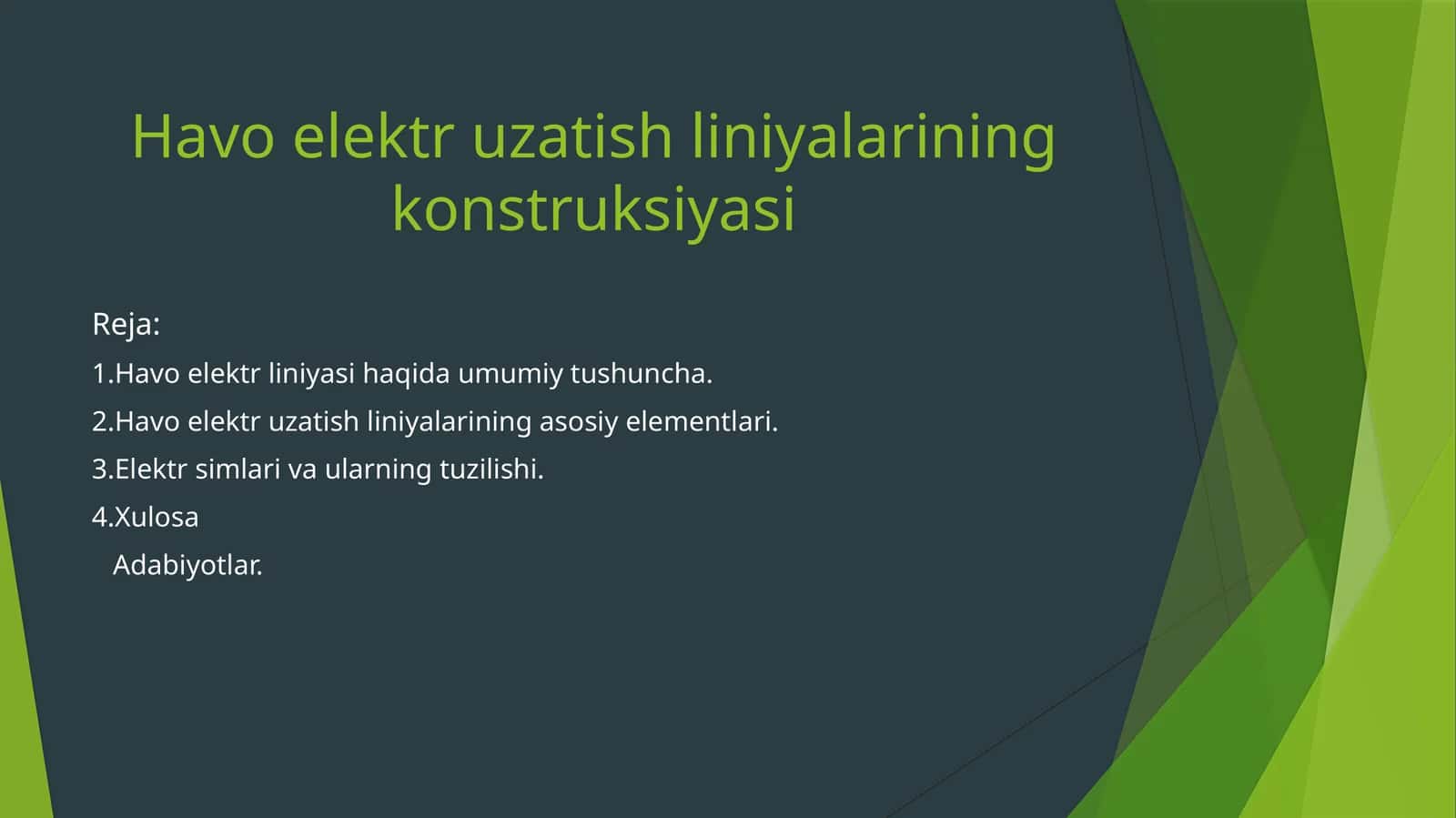 Havo elektr uzatish liniyalarining konstruksiyasi