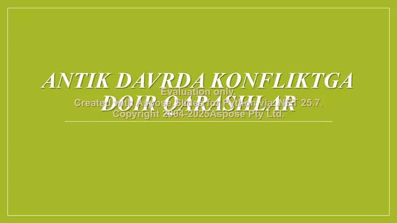 Antik davrda konfliktga doir qarashlar
