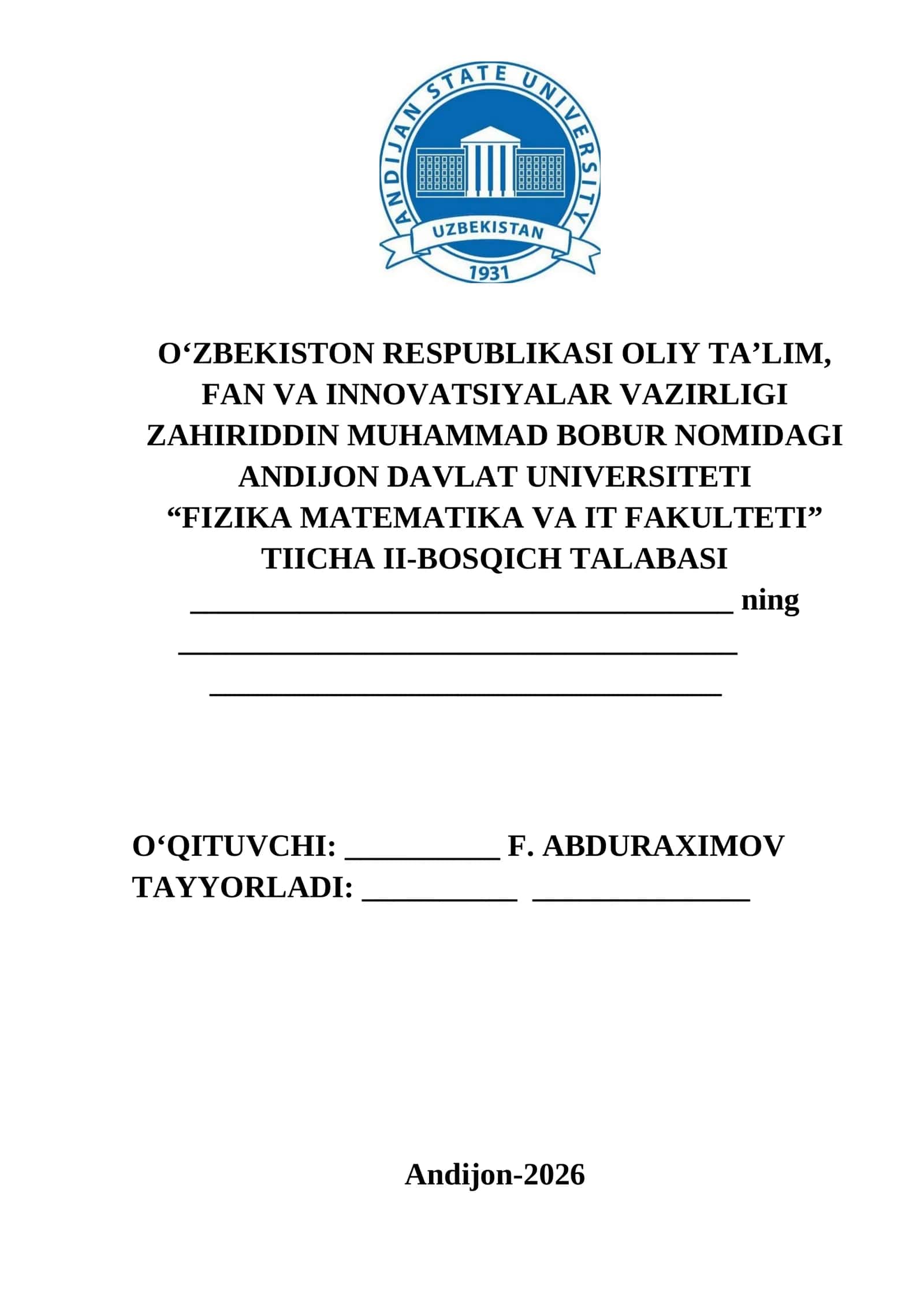 FIZIKA MATEMATIKA VA IT FAKULTETI