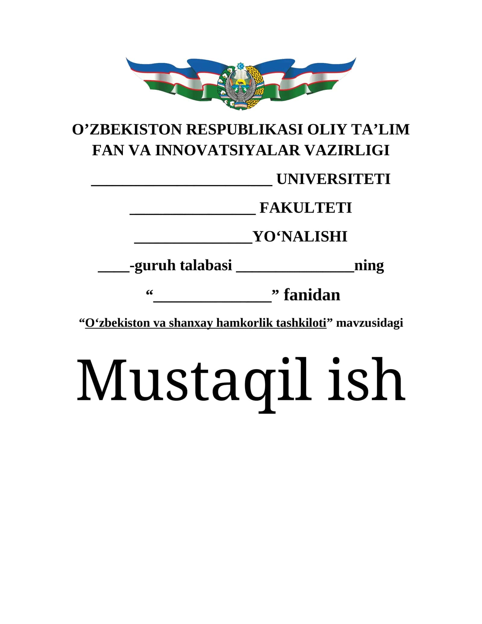 O’zbekiston va shanxay hamkorlik tashkiloti