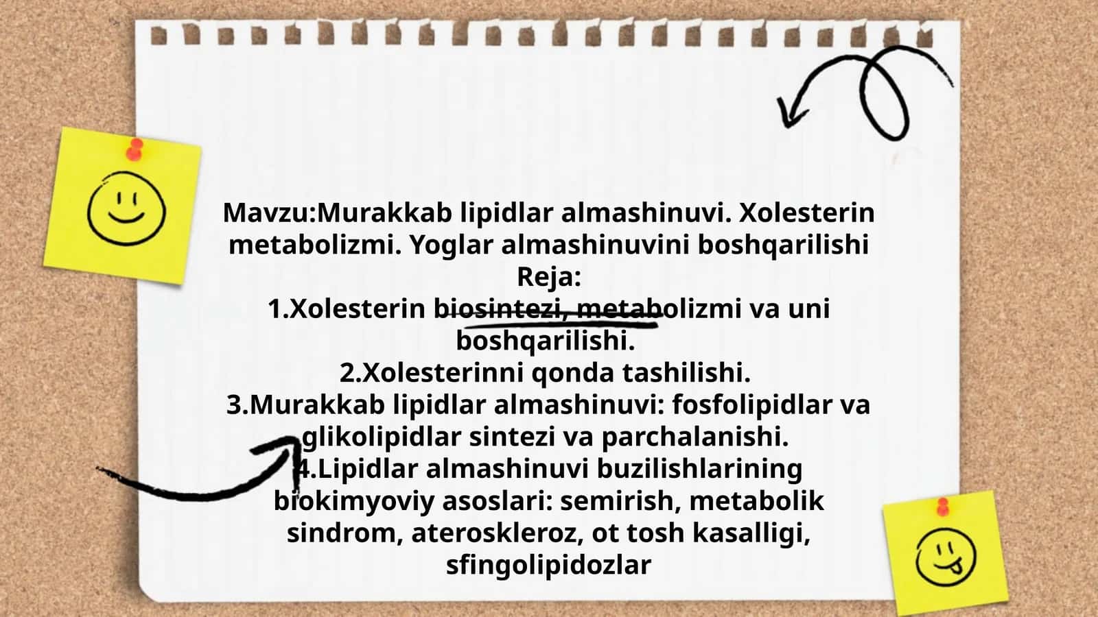 Murakkab lipidlar almashinuvi. Xolesterin metabolizmi. Yoglar almashinuvini boshqarilishi