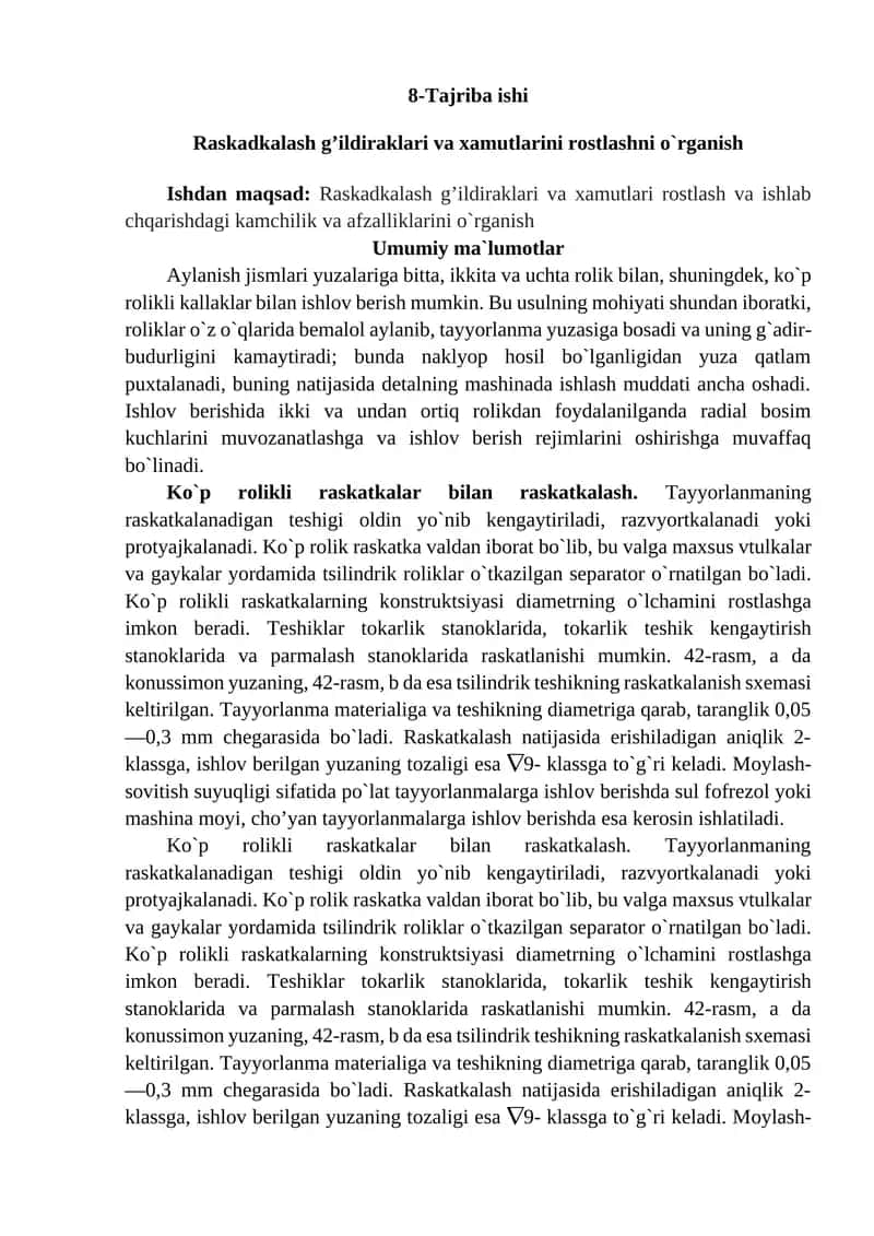 Raskadkalash g’ildiraklari va xamutlarini rostlashni o`rganish