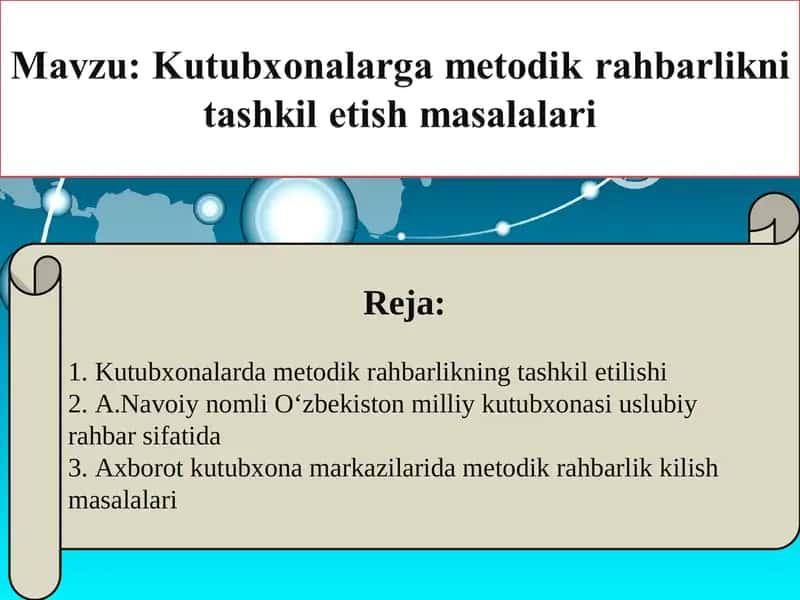 Kutubxonalarda metodik rahbarlik