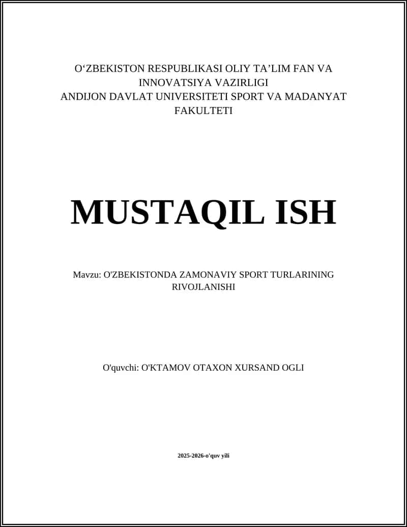 O'ZBEKISTONDA ZAMONAVIY SPORT TURLARINING RIVOJLANISHI