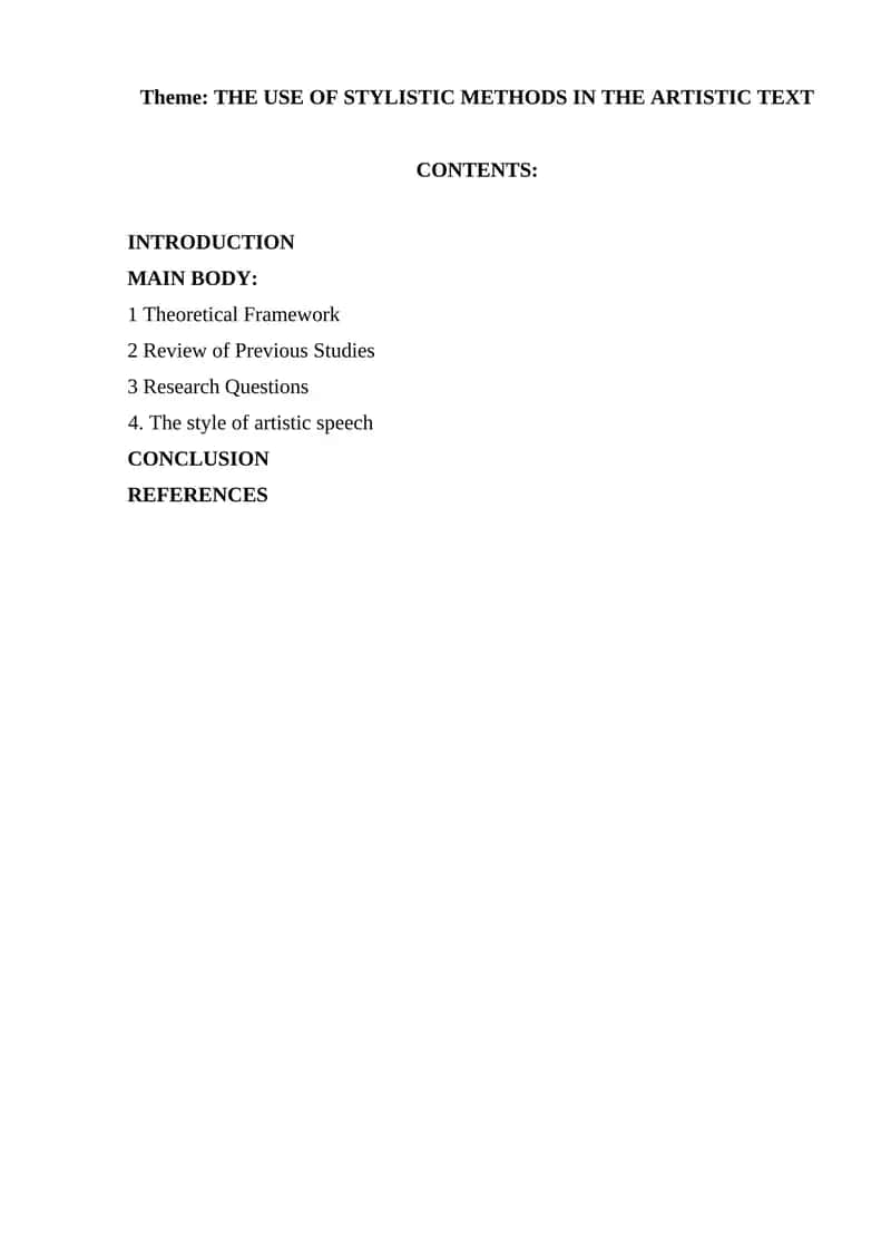 THE USE OF STYLISTIC METHODS IN THE ARTISTIC TEXT