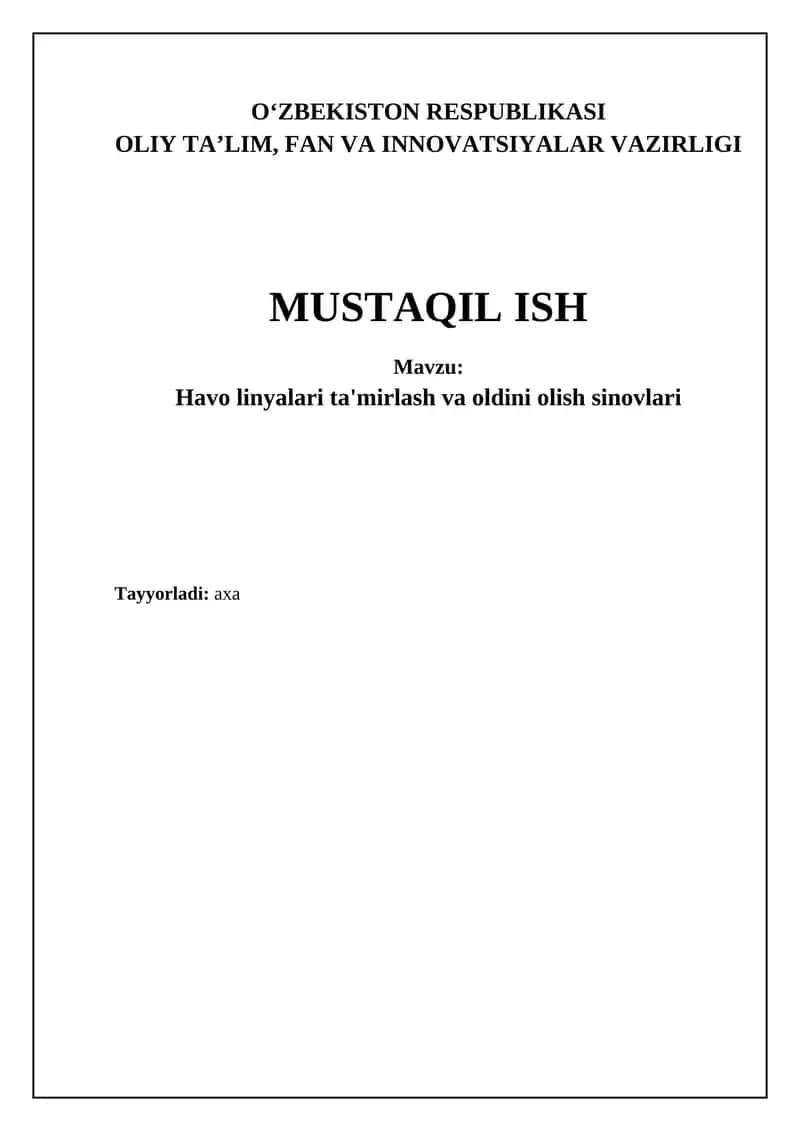 Havo liniyalari ta'mirlash va oldini olish sinovlari