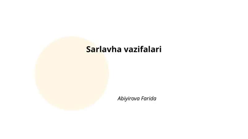 Sarlavha vazifalari