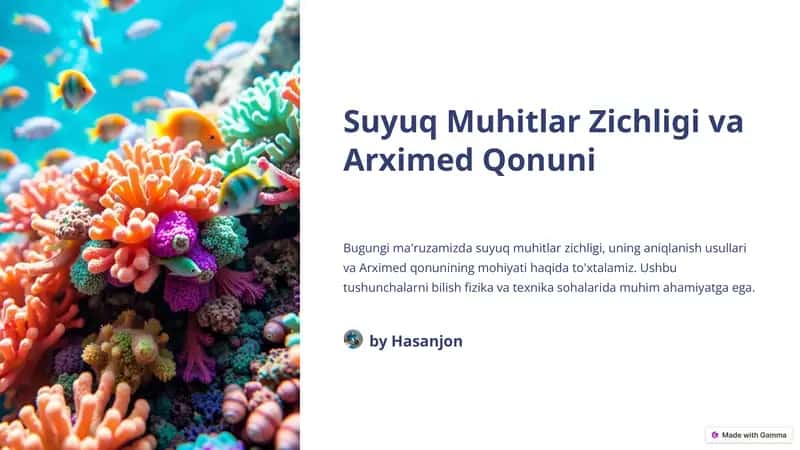 Suyuq Muhitlar Zichligi va Arximed Qonuni