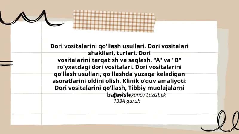 Dori vositalarini qo'llash usullari