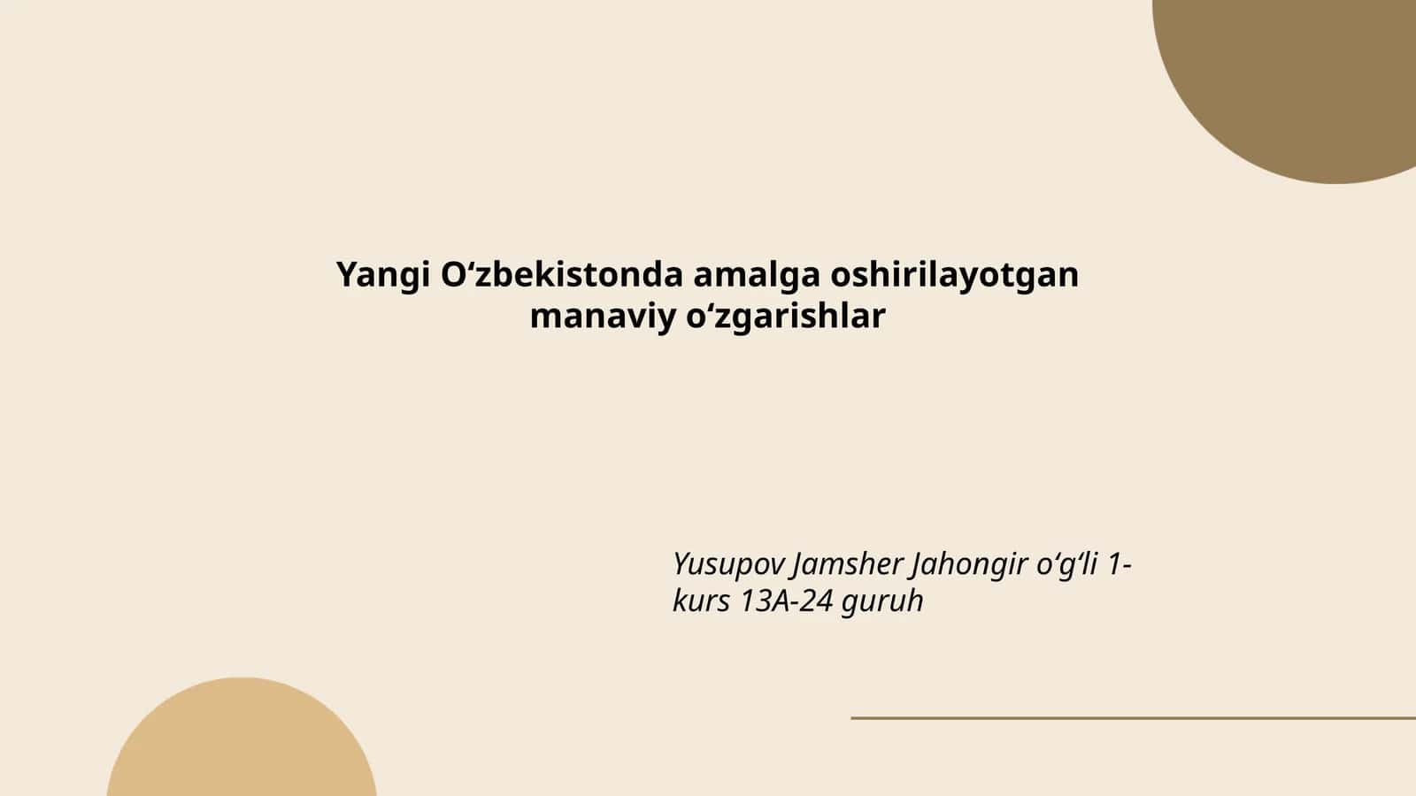 Yangi Oʻzbekistonda amalga oshirilayotgan manaviy oʻzgarishlar