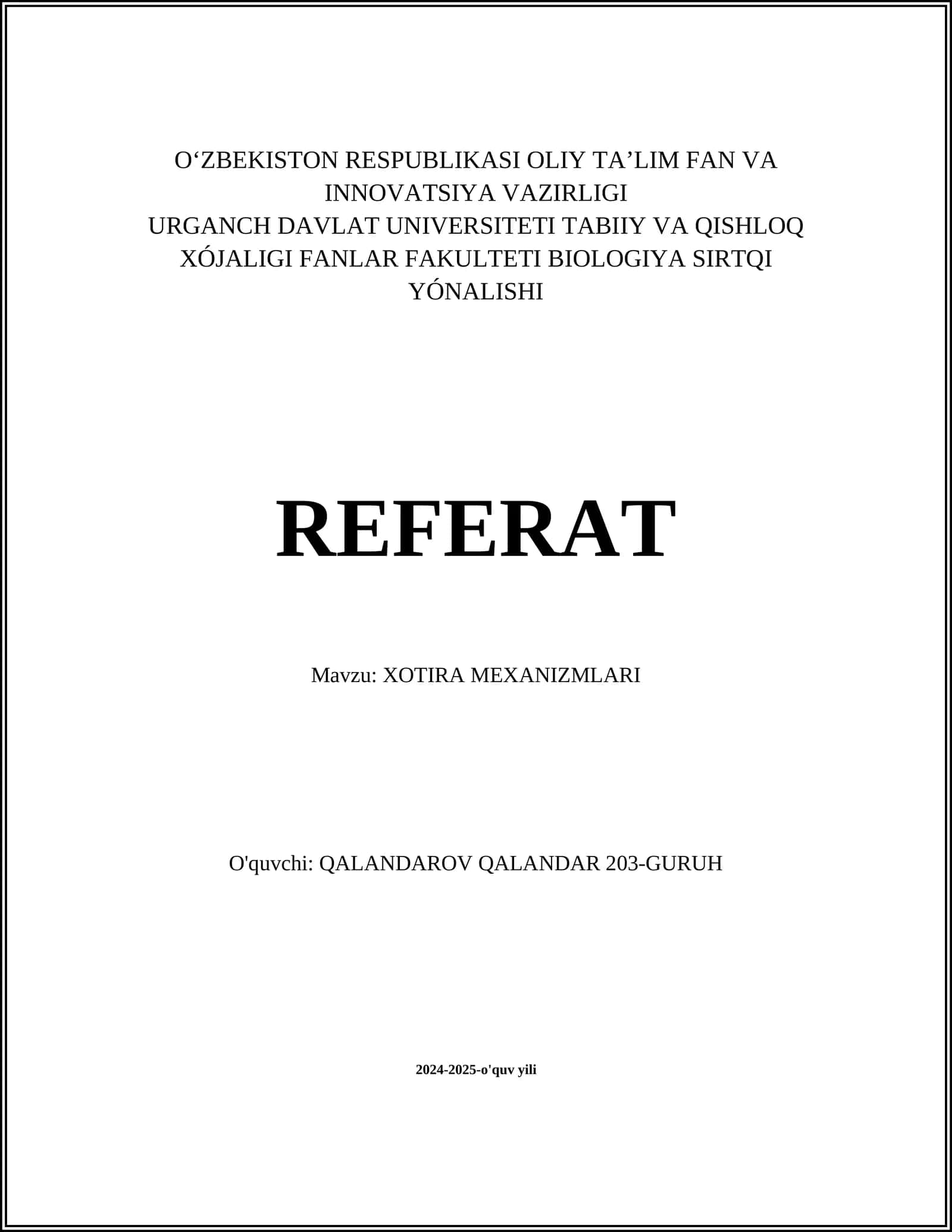 XOTIRA MEXANIZMLARI