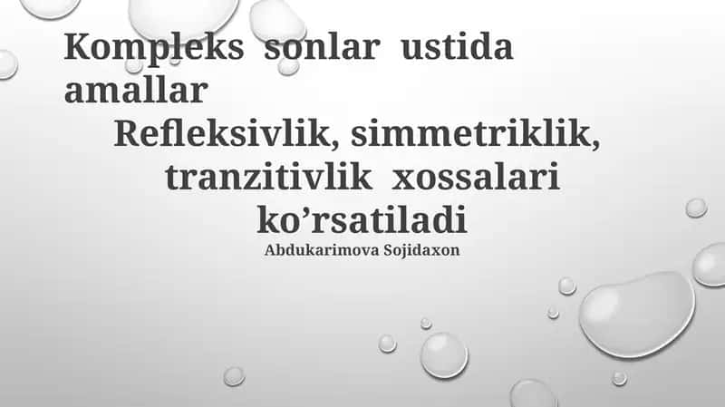 Kompleks sonlar ustida amallar
