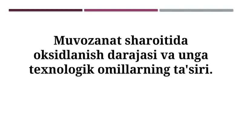 Muvozanat sharoitida oksidlanish darajasi