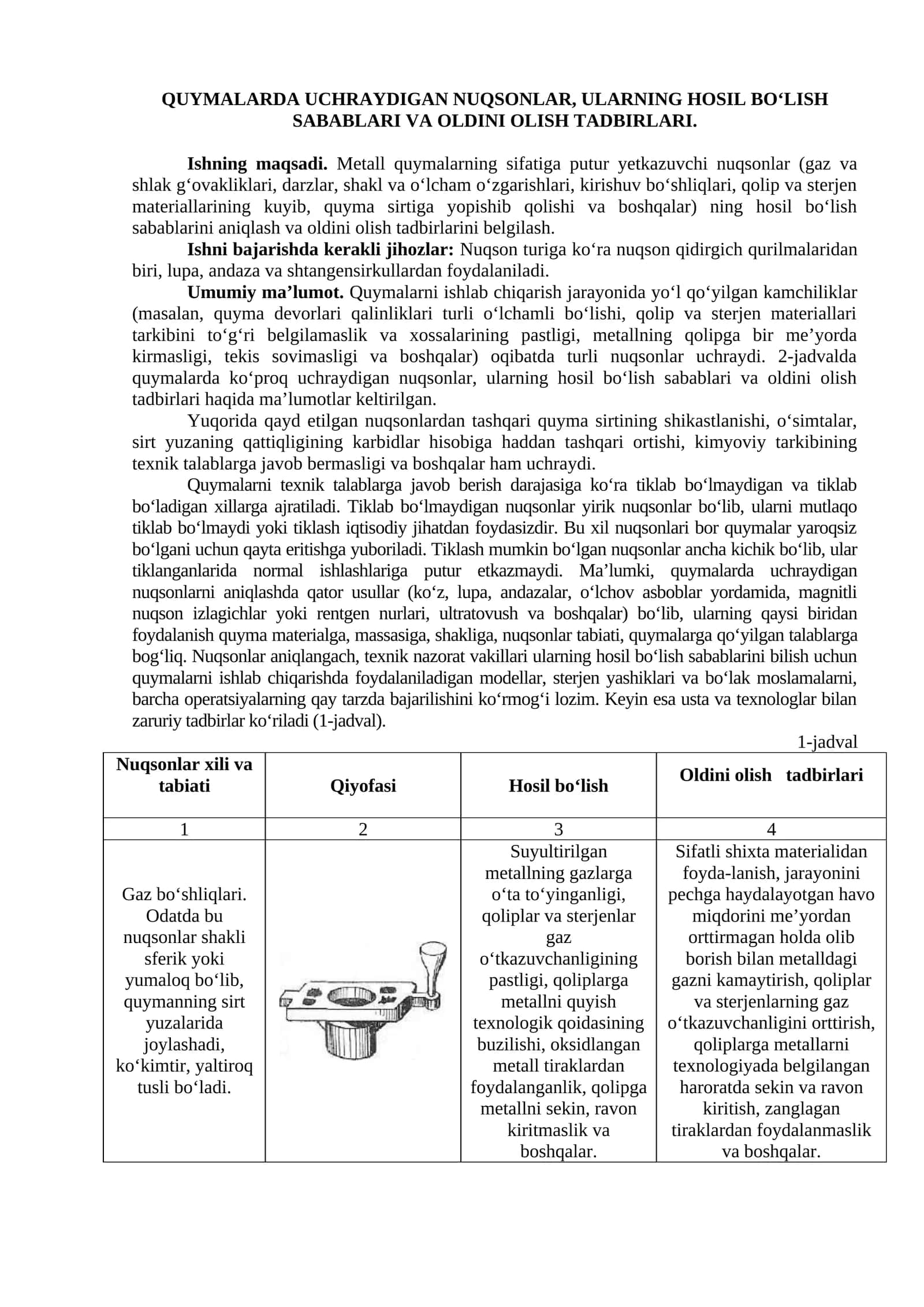Quyamalar va ularning hosil bo'lish sabablari