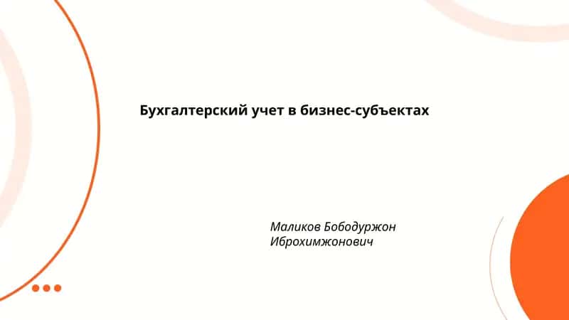 Бухгалтерский учет в бизнес-субъектах