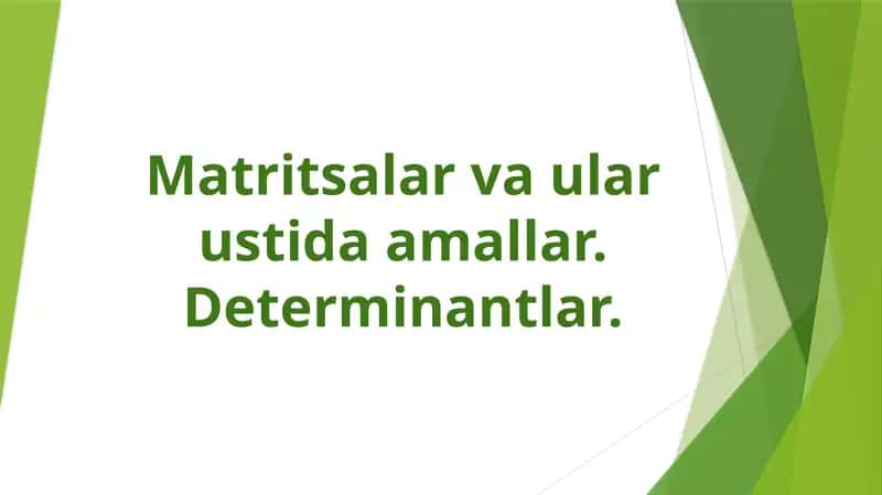 Matritsalar va ular ustida amallar. Determinantlar