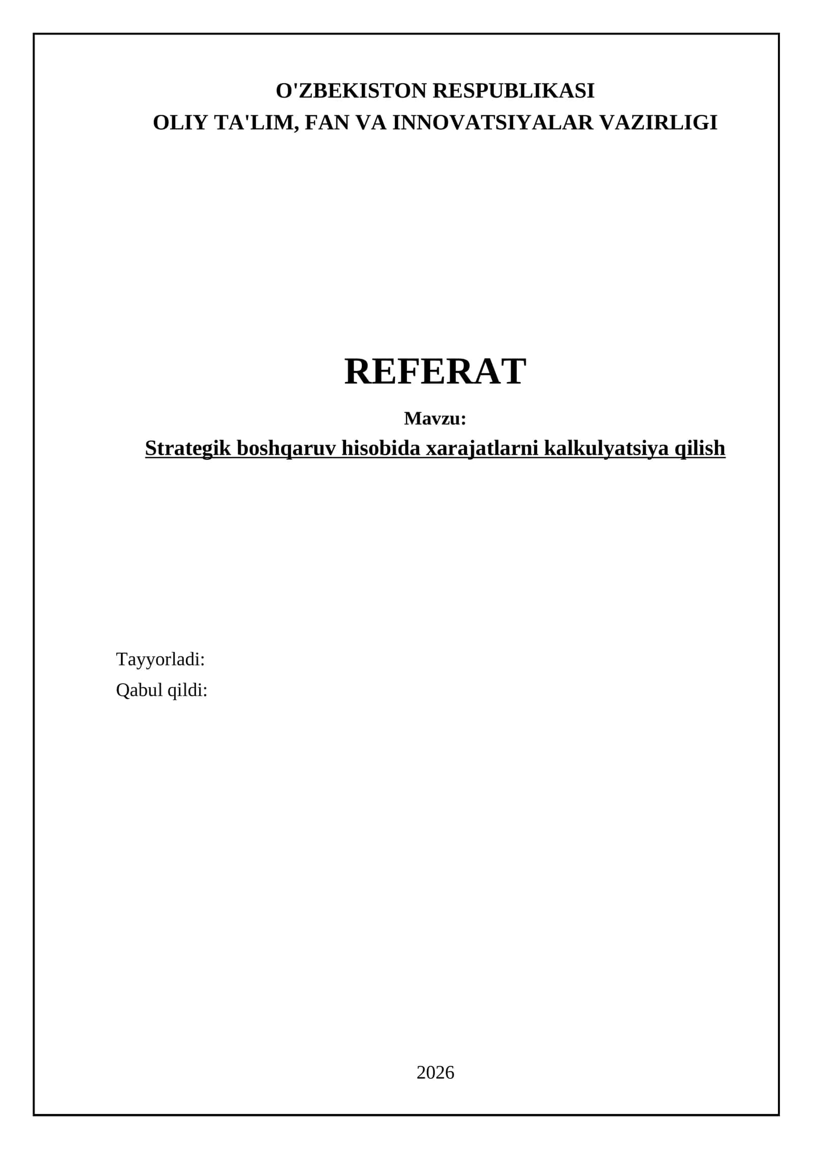 Strategik xarajatlarni tahlil qilish usullari