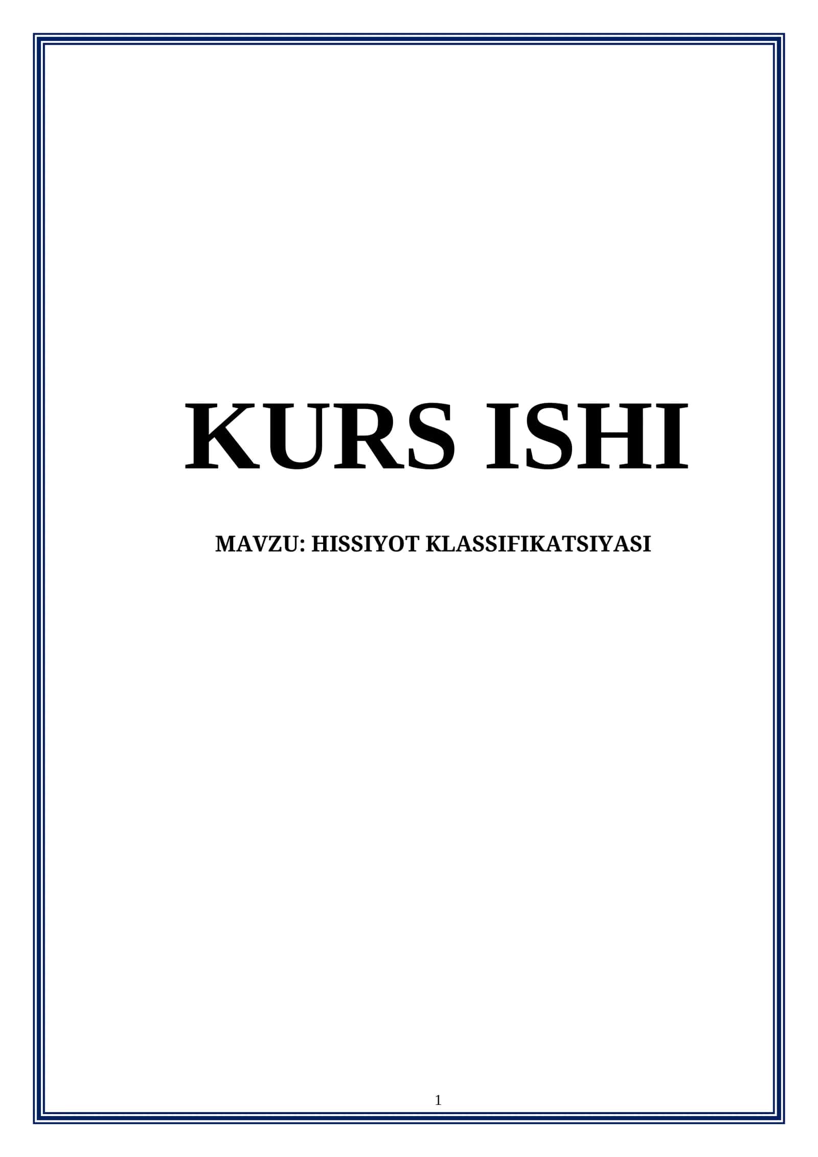 HISSIYOT KLASSIFIKATSIYASI