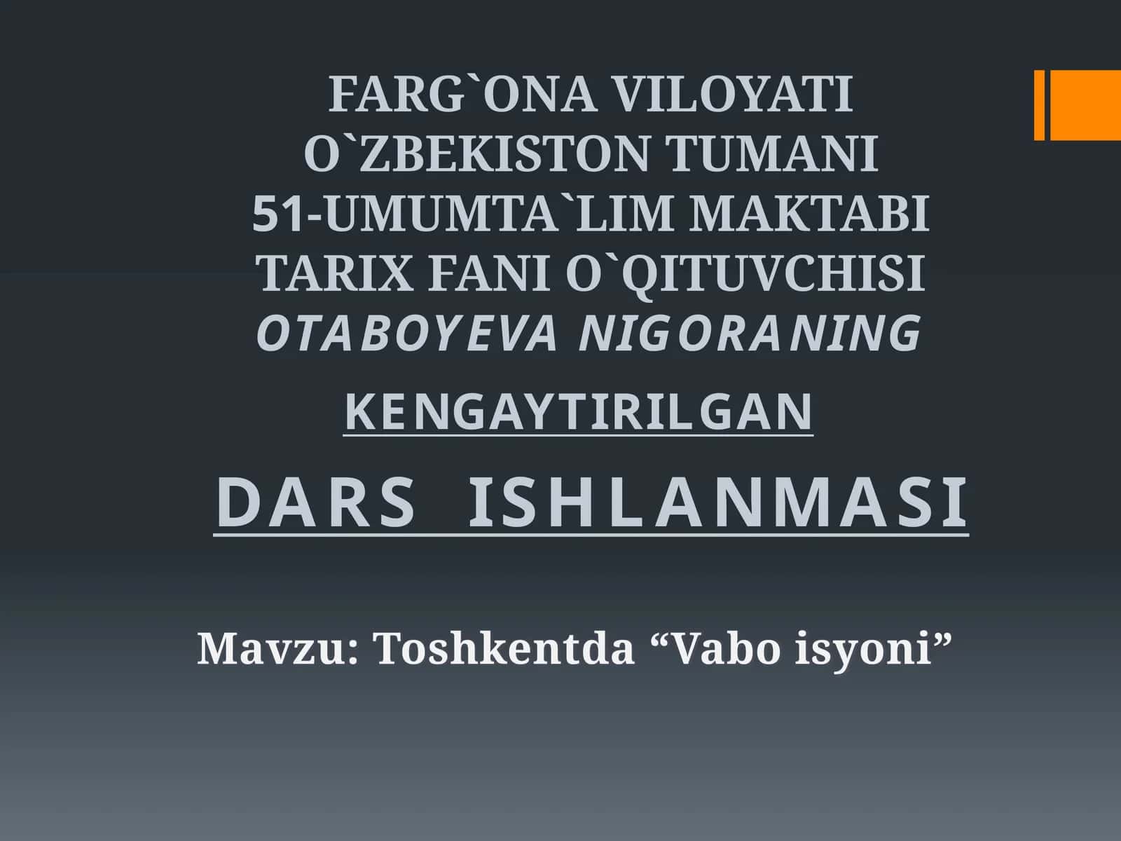 Toshkentda “Vabo isyoni” Texnologik xarita