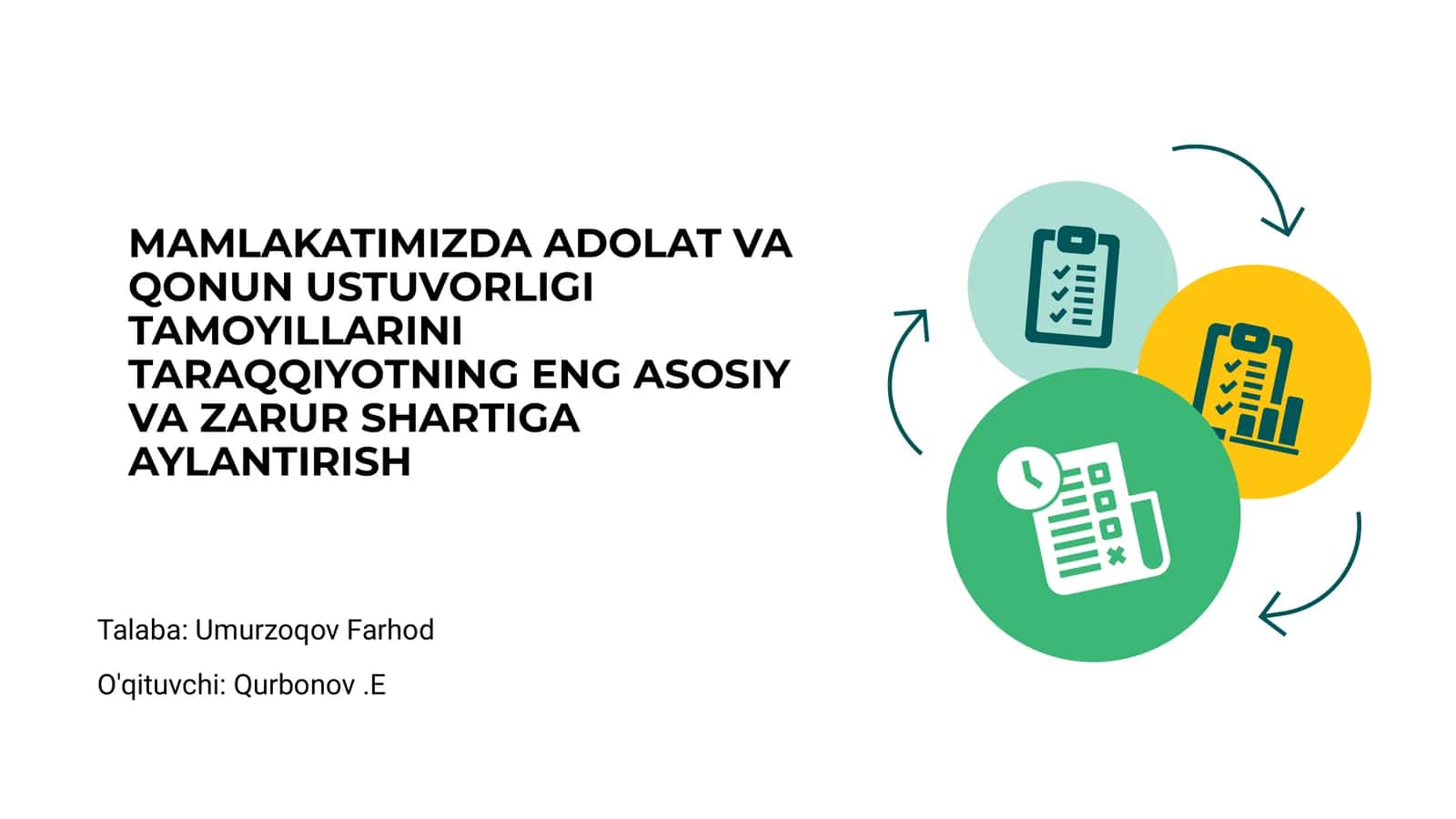Mamlakatimizda Adolat va Qonun Ustuvorligi