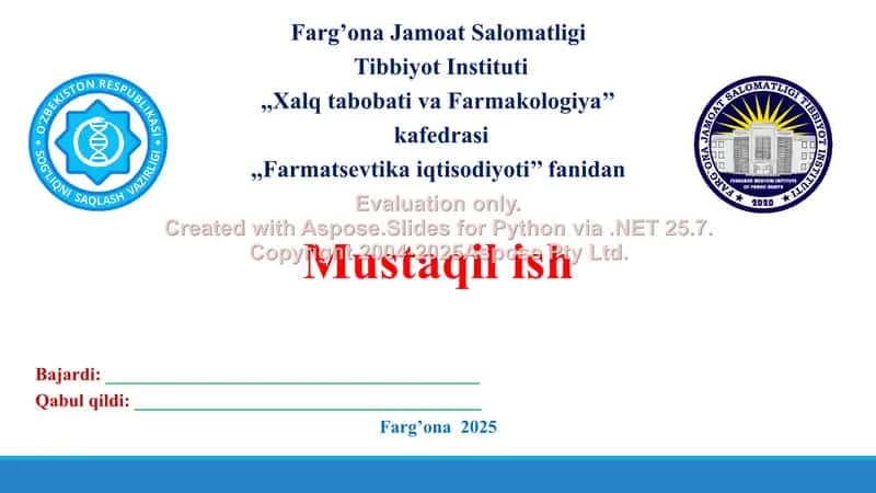 Farmasevtika mahsulotlari tannarxini shakllantirish jarayoni. Taqdimot 16 bet.