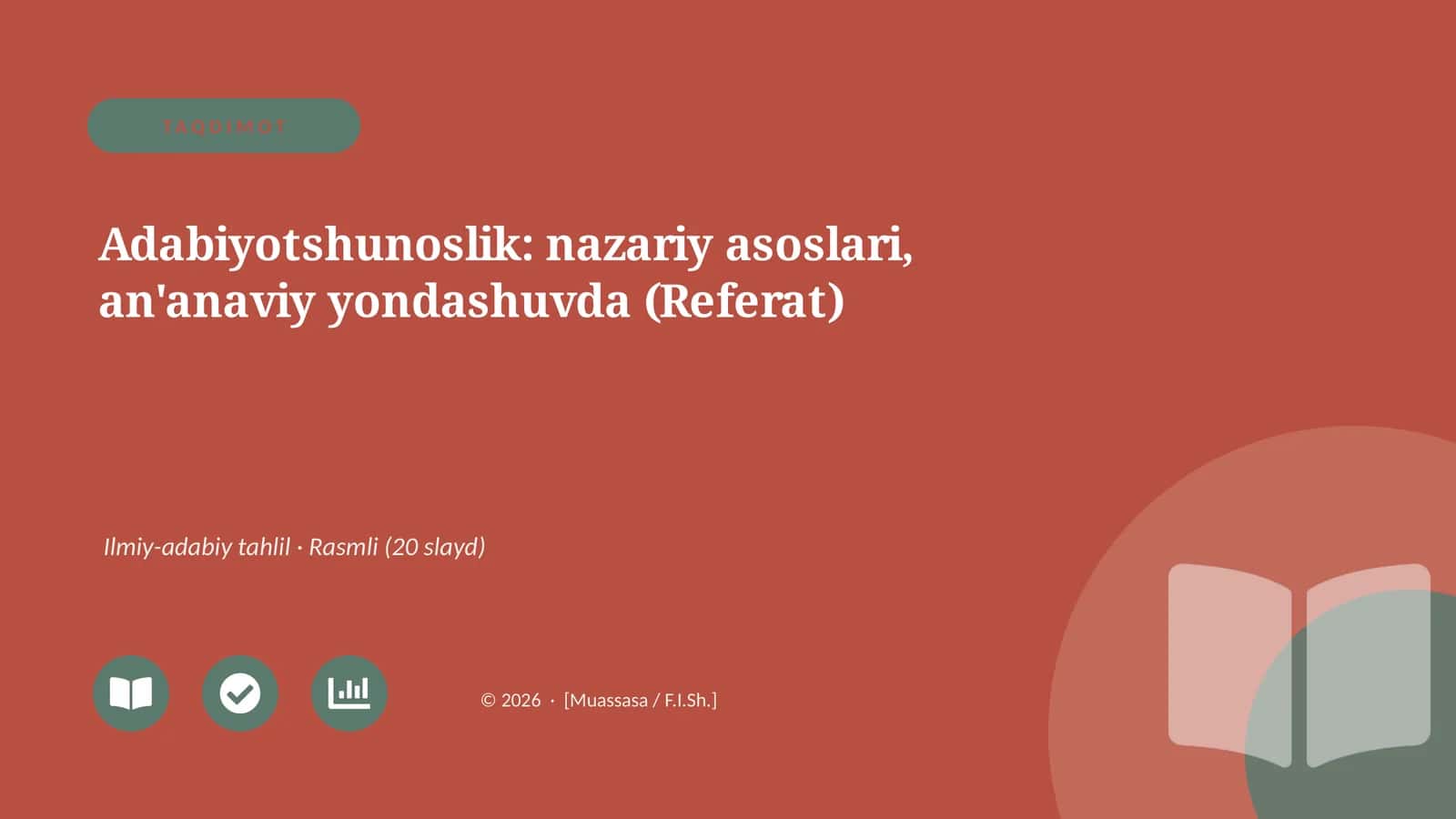 Adabiyotshunoslik: nazariy asoslari, an'anaviy yondashuvda (Referat)
