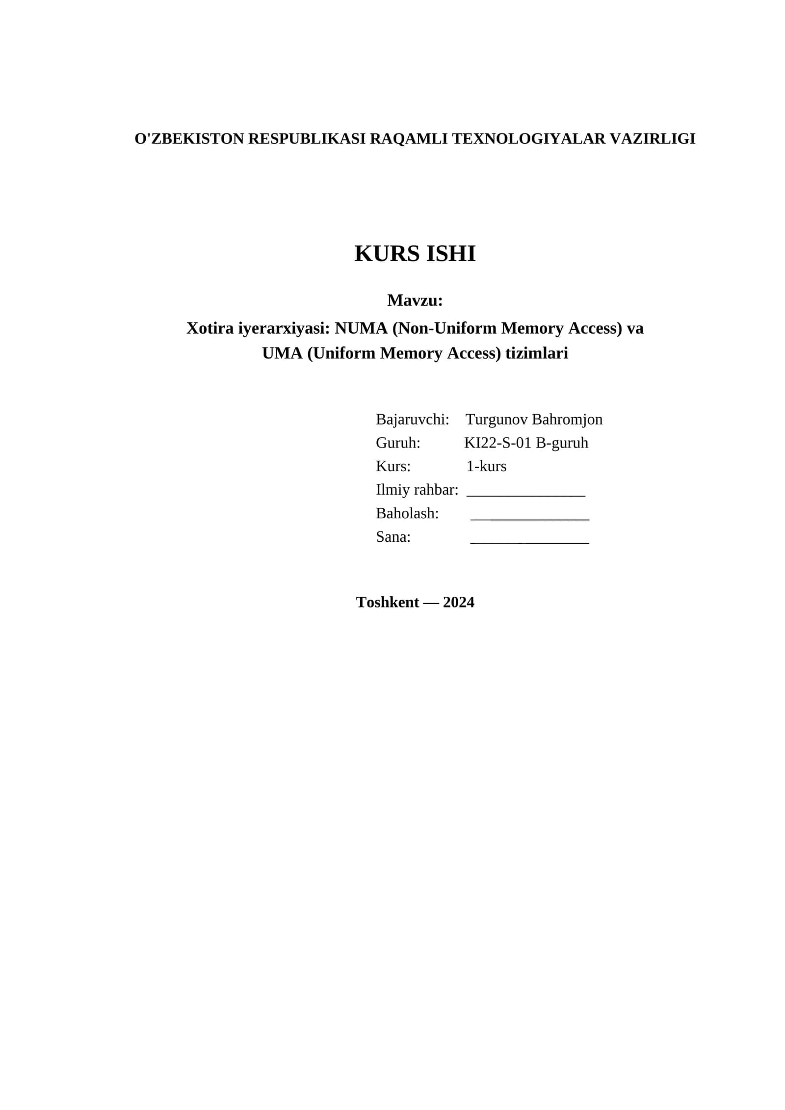 Xotira iyerarxiyasi: NUMA va UMA tizimlari