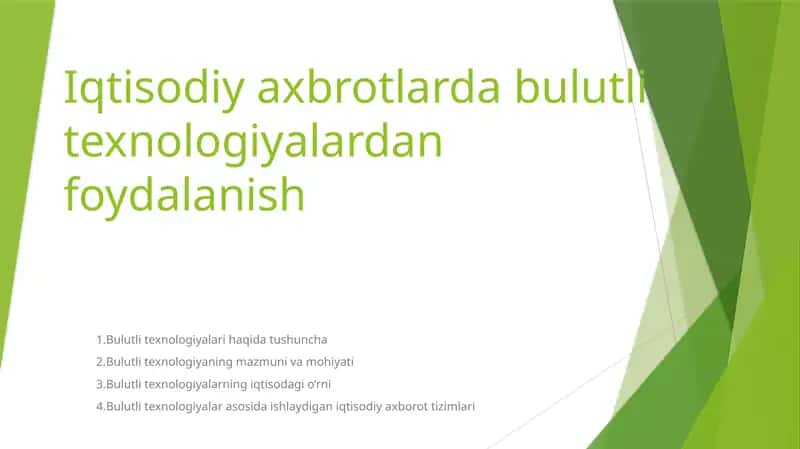 Bulutli texnologiyalardan foydalanish