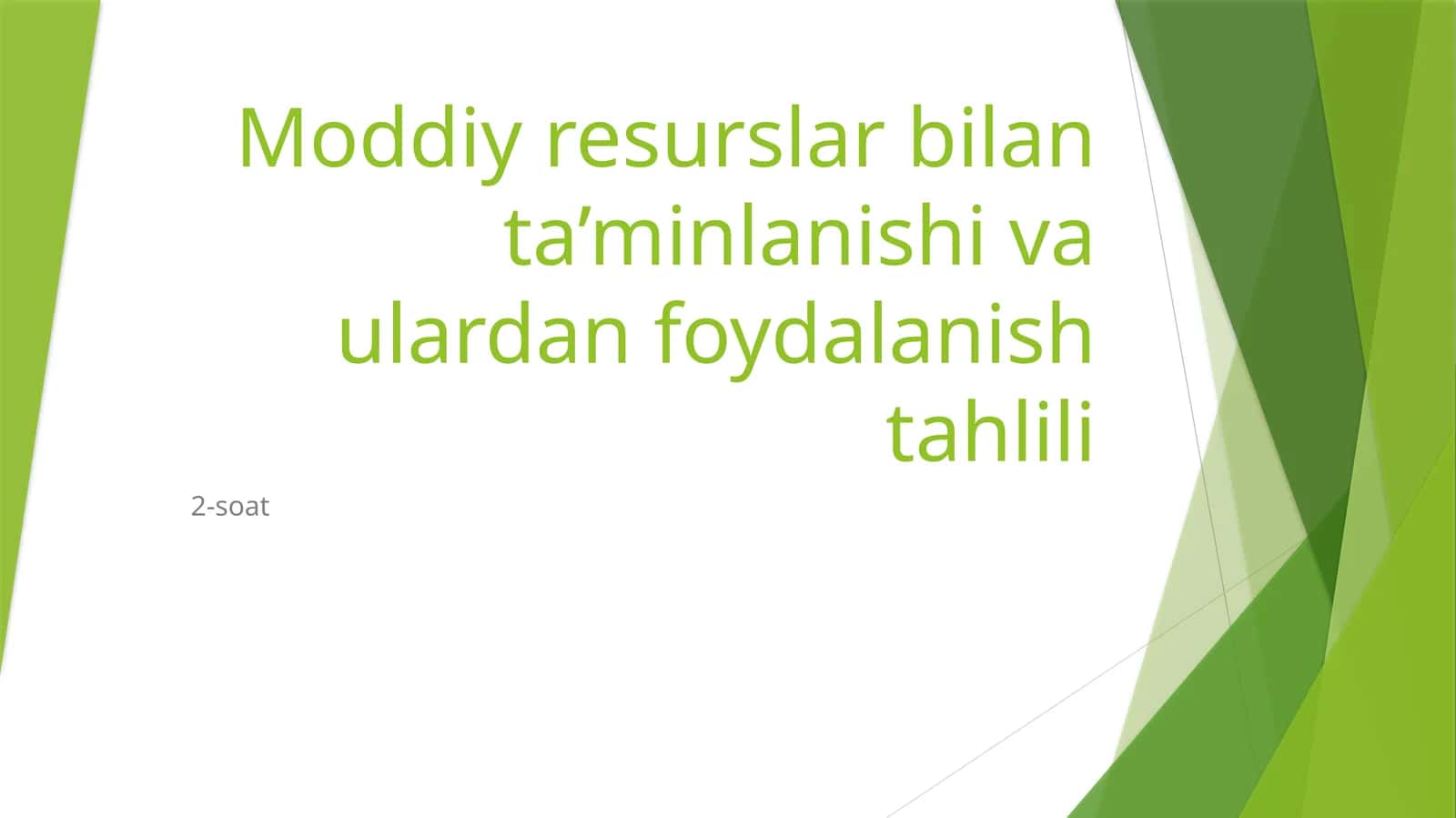 Moddiy resurslar bilan ta’minlanishi va ulardan foydalanish tahlili