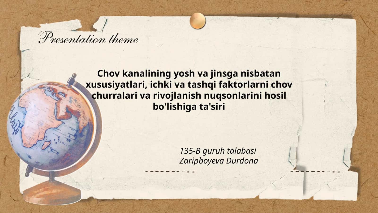 Chov kanalining yosh va jinsga nisbatan xususiyatlari, ichki va tashqi faktorlarni chov churralari va rivojlanish nuqsonlarini hosil bo'lishiga ta'siri