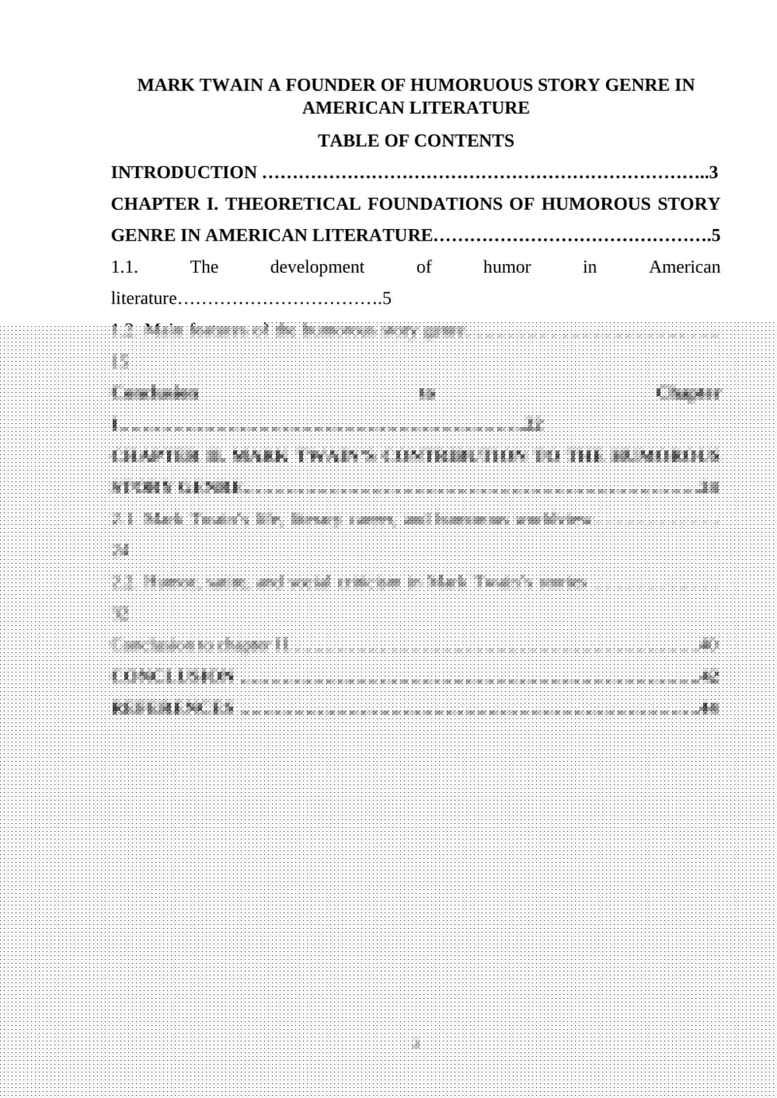 MARK TWAIN'S CONTRIBUTION TO AMERICAN LITERATURE
