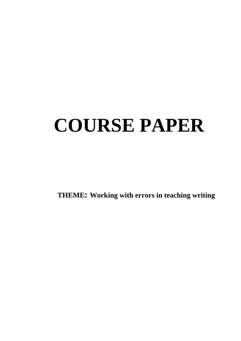 Working with errors in teaching writing
