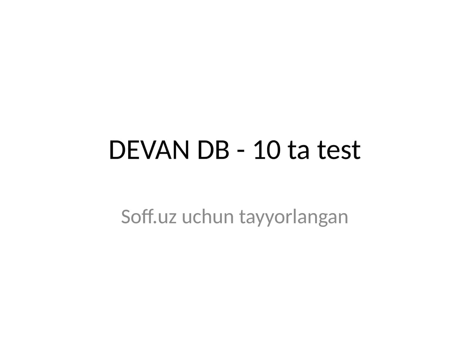 DEVAN DB - 10 ta test