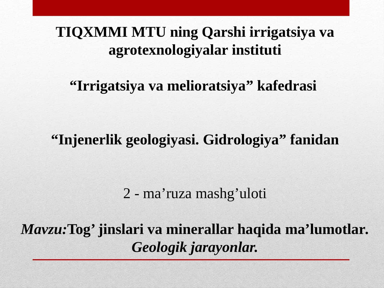 Injenerlikgeologiyasi.Gidrologiya
