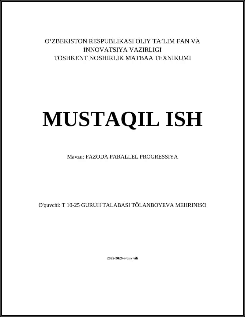 FAZODA PARALLEL PROGRESSIYA
