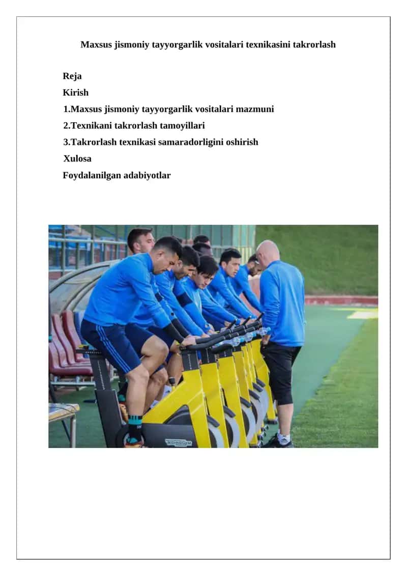 Maxsus jismoniy tayyorgarlik vositalari texnikasini takrorlash