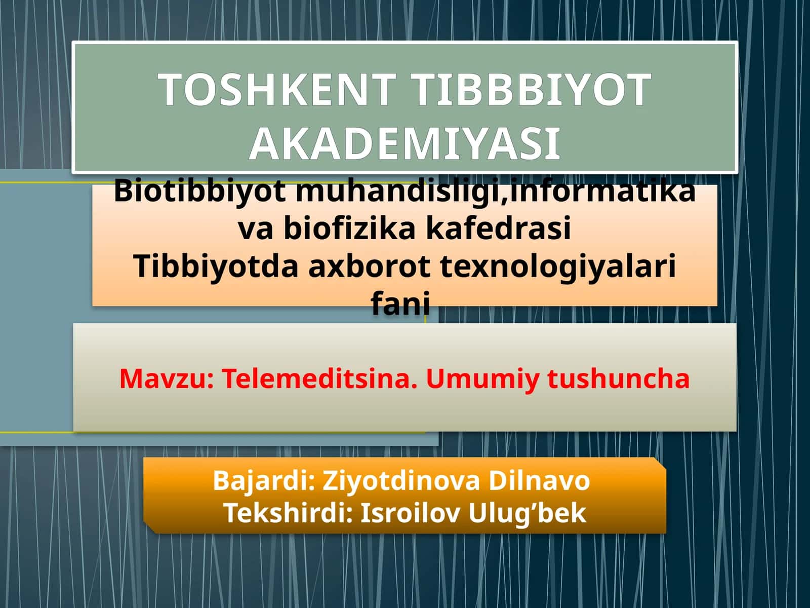 Tibbiyotda axborot texnologiyalari fani