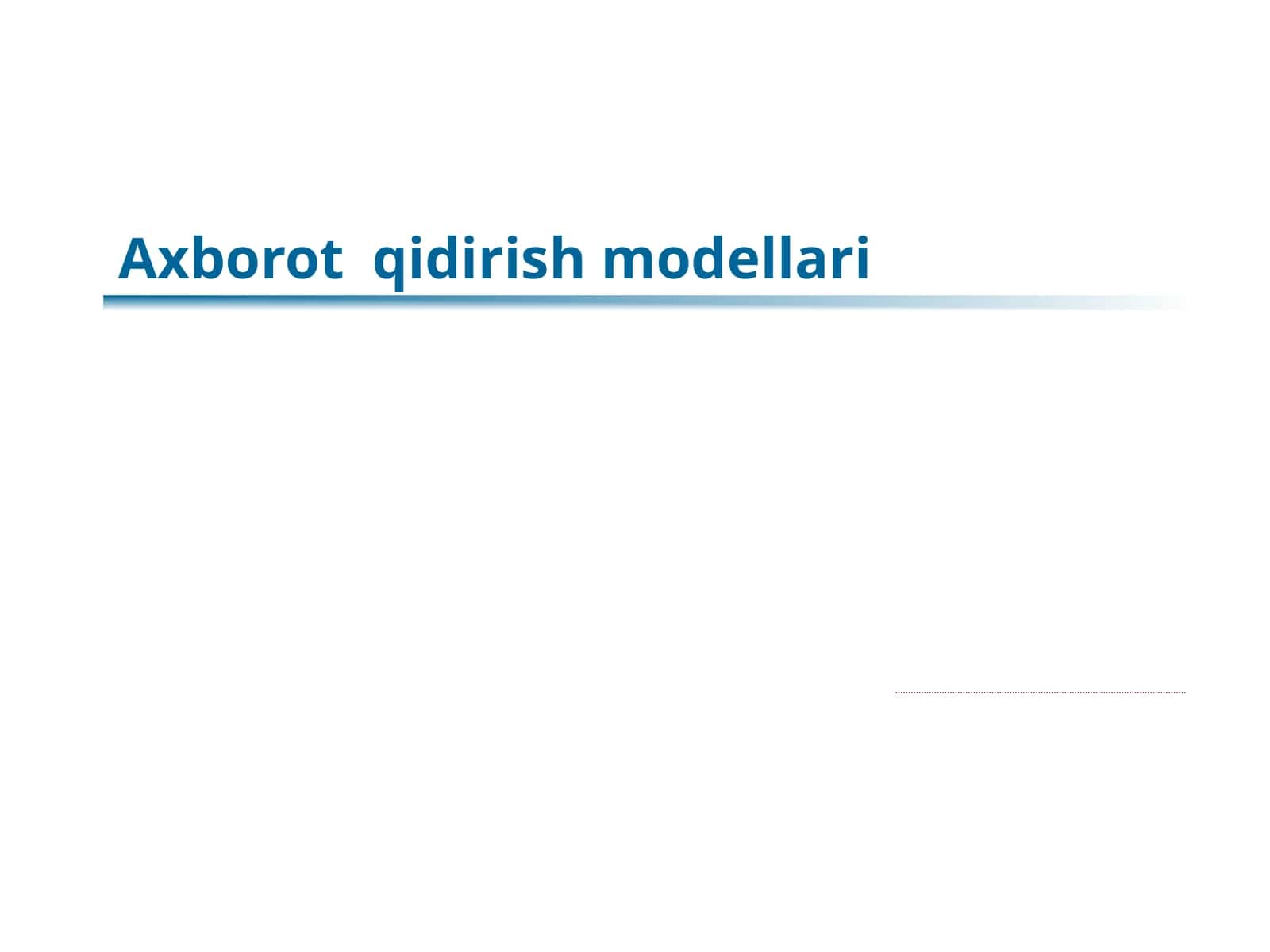 Axborot qidirish modellari
