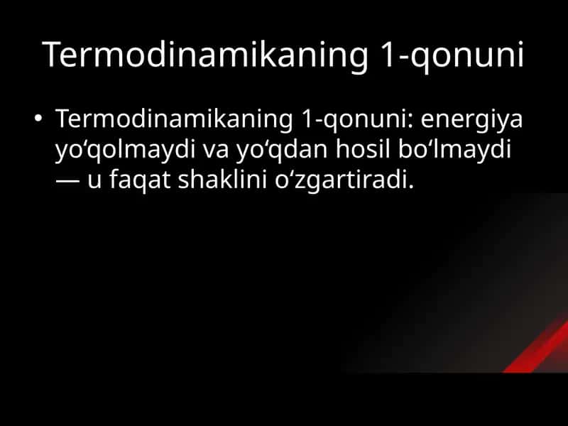 Termodinamikaning 1-qonuni