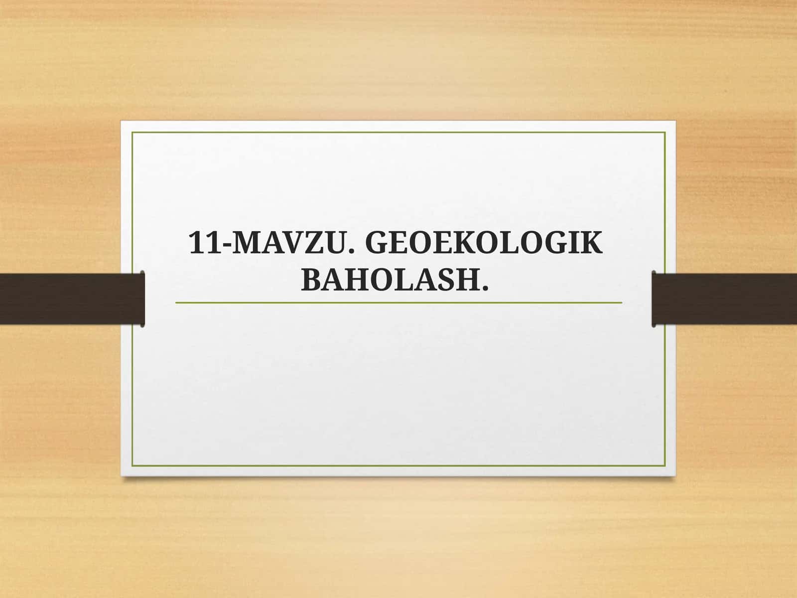 GEOEKOLOGIK BAHOLASH
