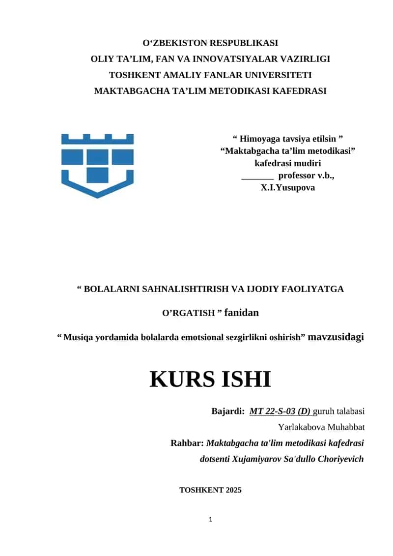 Musiqa yordamida bolalarda emotsional sezgirlikni oshirish